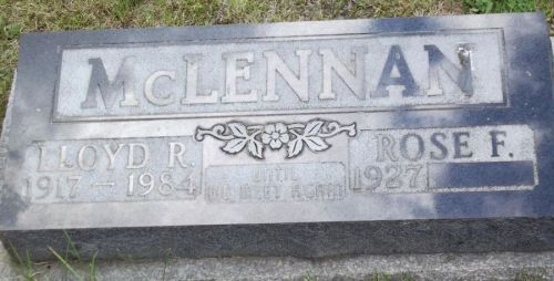 Photo of headstones/Lloyd R McLennan 1917-1984 hdstn Riley commty cem Beaver co AB
